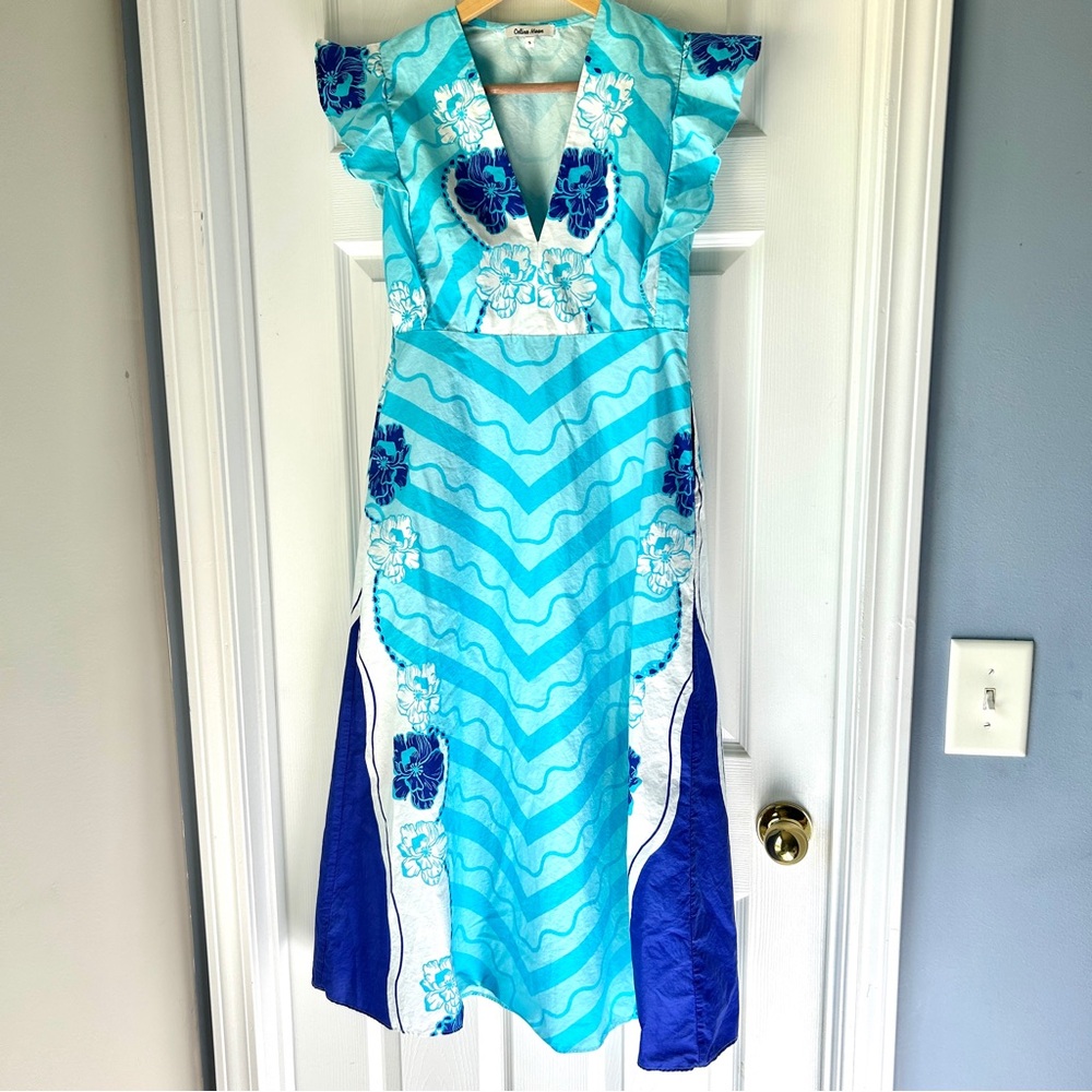 Celina Moon Hawaiian Blue Midi Dress